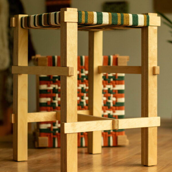 Handcrafted Stool - Birch Plywood & Recycled Cotton
